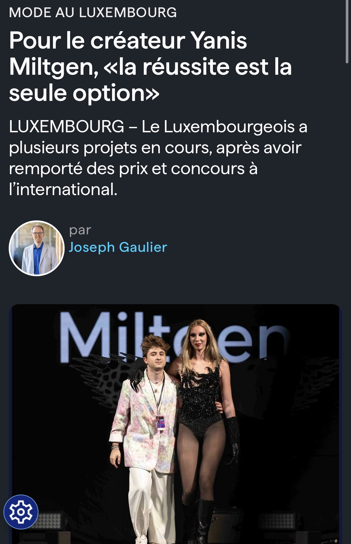 Mode au Luxembourg — « Pour le créateur Yanis Miltgen, la réussite est la seule option ».